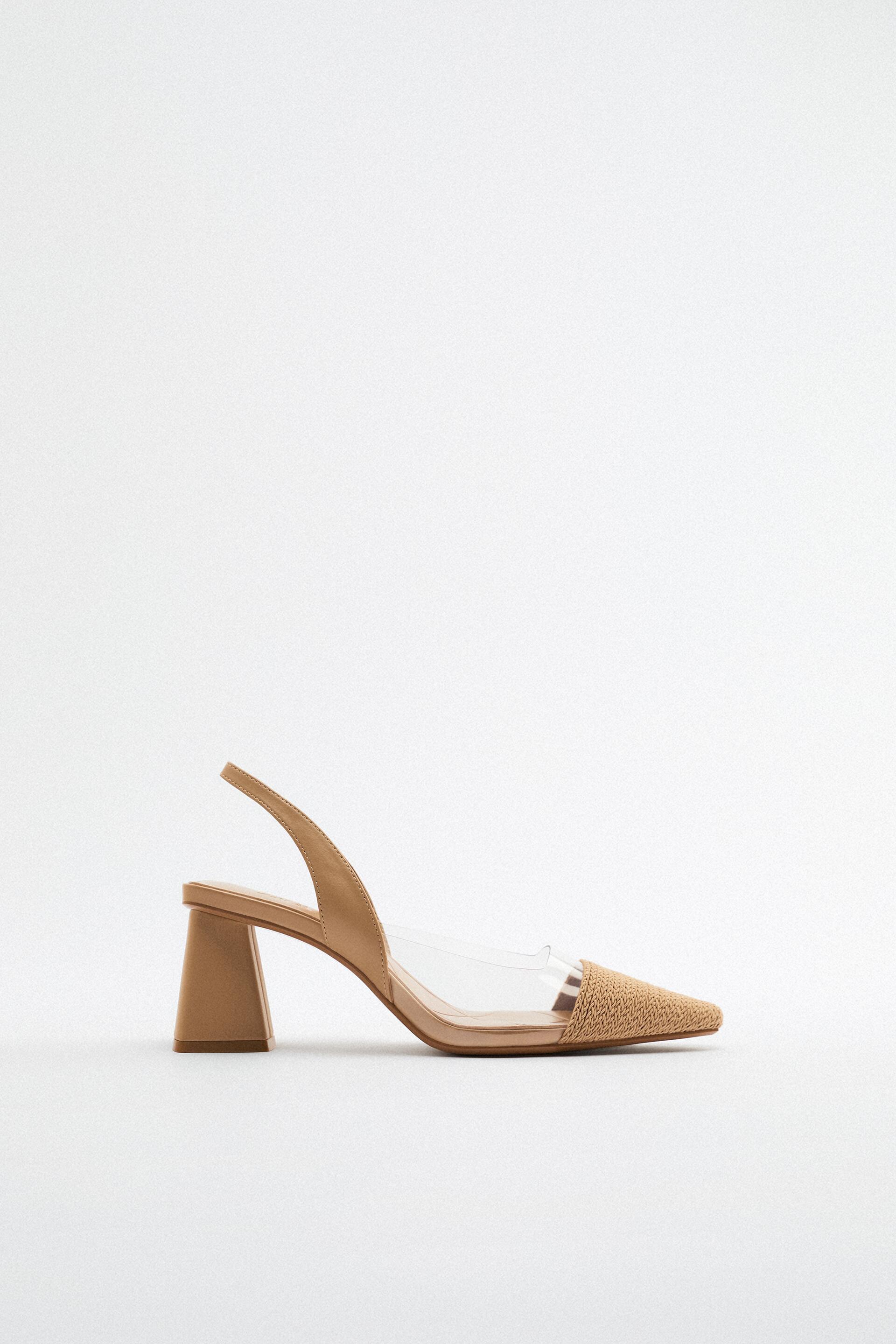 HEELED SLINGBACK VINYL SHOE Natural ZARA United States